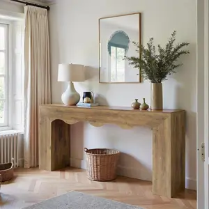 LITTLE TREE 63" Farmhouse Console Table, Wooden Couch Table Behind Sofa with Storage, Long Entryway Sofa Station, Narrow Console Stand with Base, Hallway Stand for Entryway, Living Room