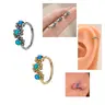 OUFER BOHO Style Triple Blue Opal 20G Hinged Segment Nose Hoop Nose Ring