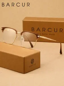 BARCUR Minimally artistic style anti blue light glasses half frame computer lens material multifunctional High Quality Eyeglasses Pc Frame Eyewear, Thanksgiving gift brand packaging