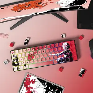 Anime Pattern Keycaps, 130 Keys PBT Dye Sublimation Custom Keycaps Set for Mechanical Keyboard, Keyboard Accessories for 61/64/75/84/87/104/108 Layout, Halloween