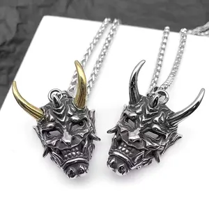 Fashion retro personality creative ghost mask necklace trendy niche hip-hop  necklace