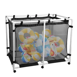 48.4'' Extra Large Pool Storage Bin, Rolling Mesh Container for Pool Floats & Toys, Waterproof Poolside Organizer, Durable Outdoor Pool Storage for Easy Access and Organization