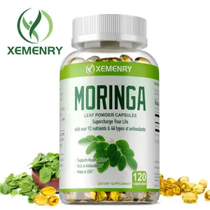 Xemenry Moringa Capsules, 1000mg, enhance immunity, improve gut health, and are rich in vitamins and antioxidants. Made in the USA.