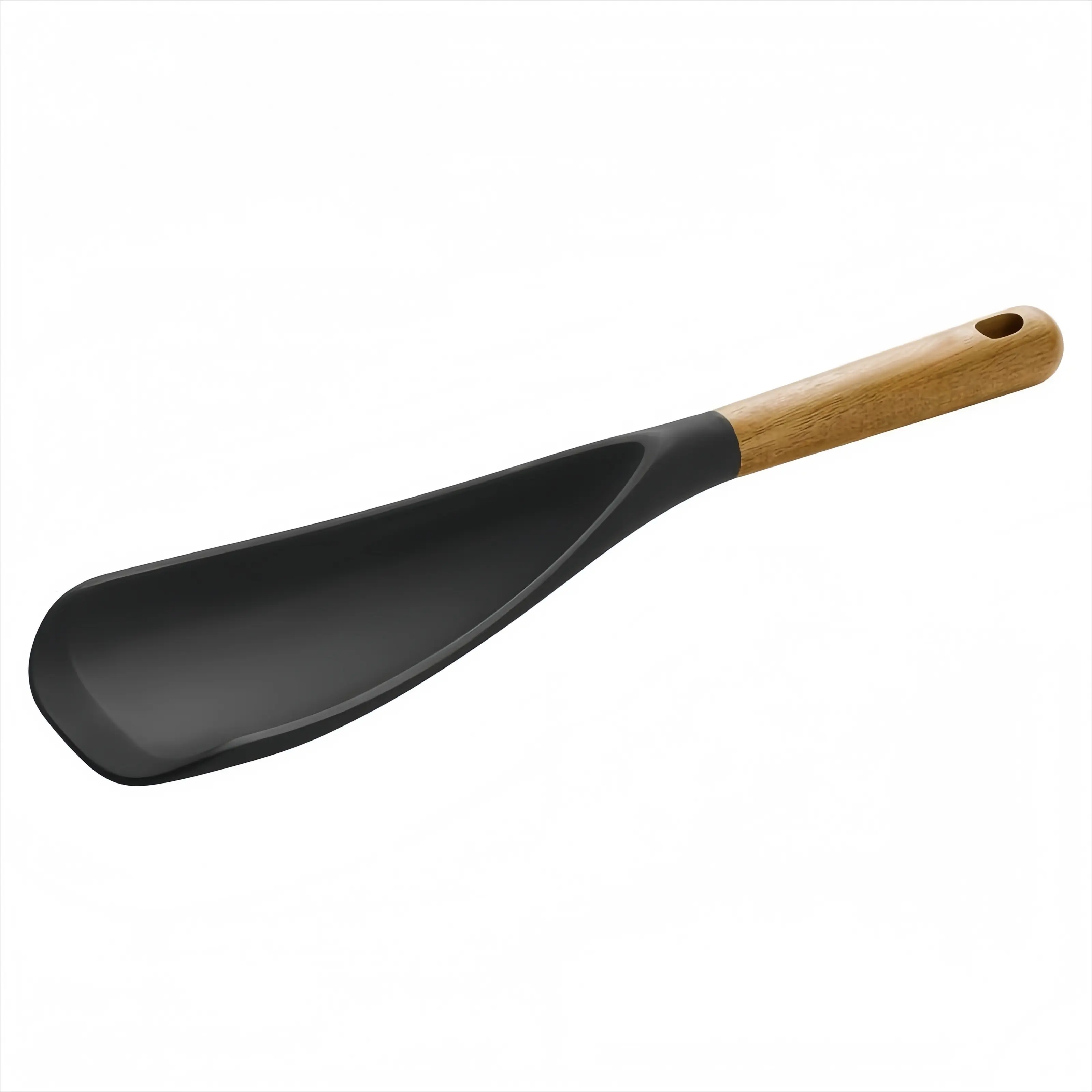 Silicone Kitchen Spoon with Ergonomic Wooden Handle - Non Toxic Kitchen Utensils, Food Grade, BPA-Free Matte Solid Spoon, 11.22" Durable Cooking Utensil for Stirring, Scooping
