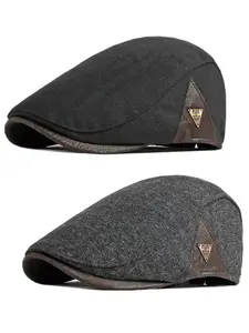 2 Pack Newsboy Hats for Men Flat Cap Adjustable Breathable Irish Cabbie Ivy Driving Hunting Hat Flat Bill Hat