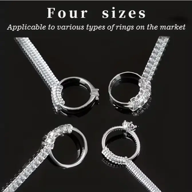 Invisible Ring Sizing Kit- 4 Sizes, ClearDIYScrew Fastener for Loose Rings, Perfect for Weddings And Outdoor Activities- Invisible Ring Sizing Kit