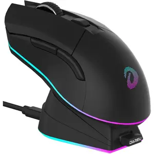 Sakura Pink Wireless Gaming Mouse with Charging Dock Rechargeable RGB 12K DPI 6 Programmable Buttons High Precision Sensor 300IPS 1000Hz for PC