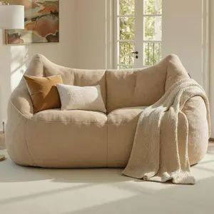 【Summer Holiday】Relefree 70.9" Oversized Bean Bag Loveseat Sofa for Adults Plush Modern Boneless Couch Latte Brown Space-Saving Comfortable Reading Chair for Living Room Office Bedroom Apartment with Exclusive Filling Formula & Premium Faux Fur Fabric