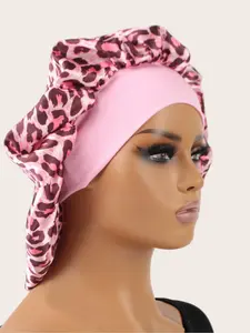 Leopard Print Satin Sleeping Bonnet, Soft Elastic Sleeping Bonnet, Adjustable Satin Bonnet, Hair Bonnet for Women & Girls, Satin Lined Bonnet, Fashion Accessories for Daily Use, Bonnets For Sleeping