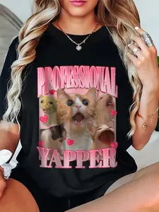 100% Cotton Unisex Professional Yapper Cat Funny Oddly Specific Dank Meme T-Shirt