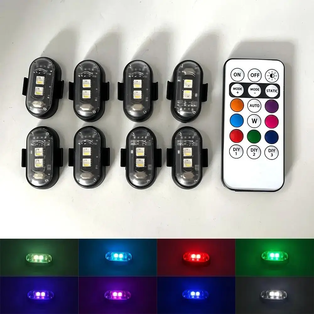 Car LED Warning Light, RGB Color Changing LED Light with Remote Control, Multifunctional Vehicle LED Decorative Light for Car Decoration, Motorcycle &