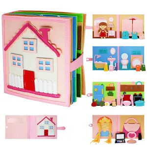 Montessori Felt Busy Book Toddlers Quiet Book Preschool Early Learning Educational Travel Toys for Kids Age 1-3 Years Travel Essentials Daily House Learning Activities Girls