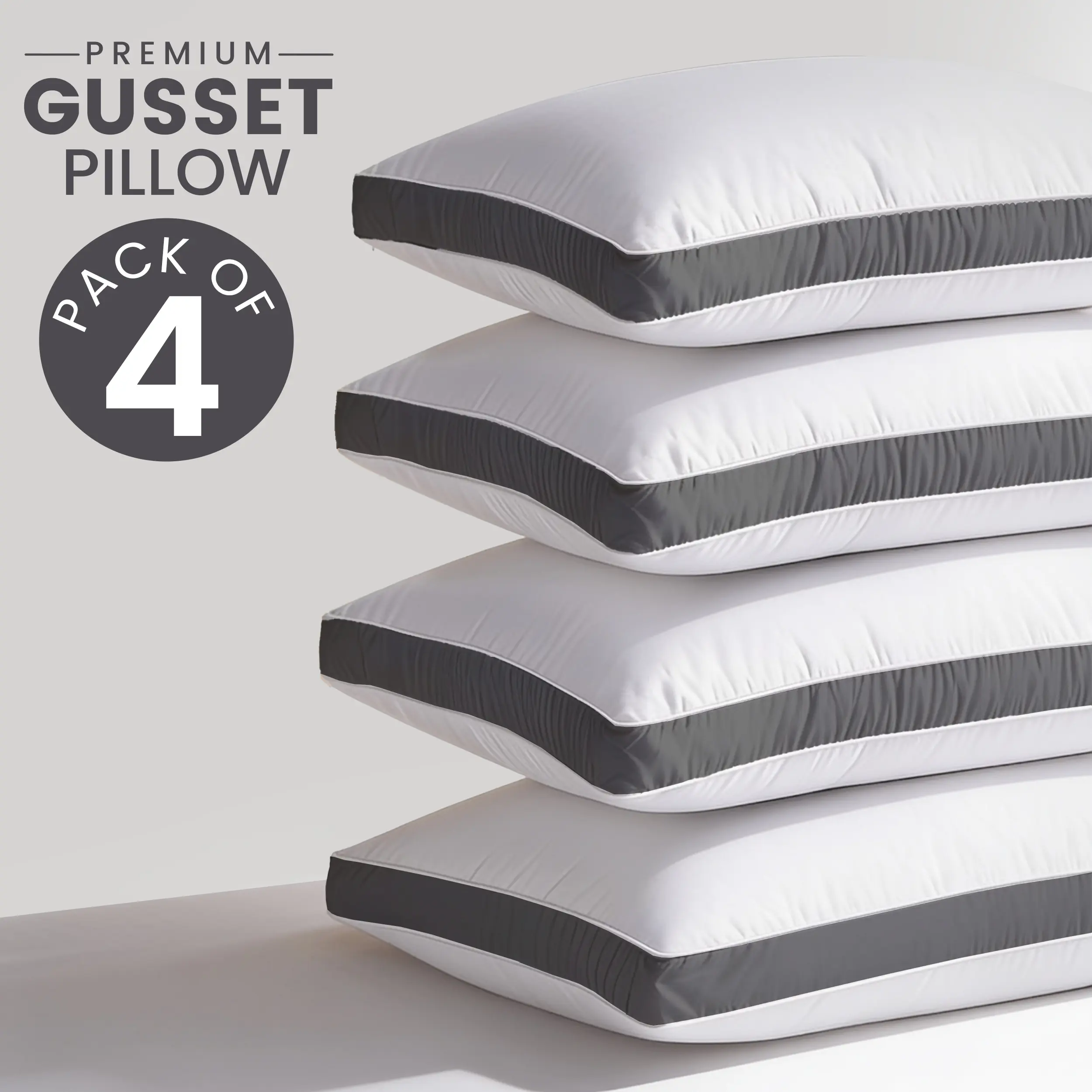 Gusseted Pillows Set of 2 & 4 – Hotel Collection Bed Pillows with Premium Down Alternative Fill, Soft & Fluffy Support for Side, Back & Stomach Sleepers