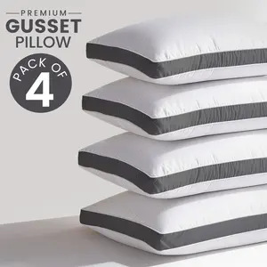 Gusseted Pillows Set of 2 & 4 – Hotel Collection Bed Pillows with Premium Down Alternative Fill, Soft & Fluffy Support for Side, Back & Stomach Sleepers