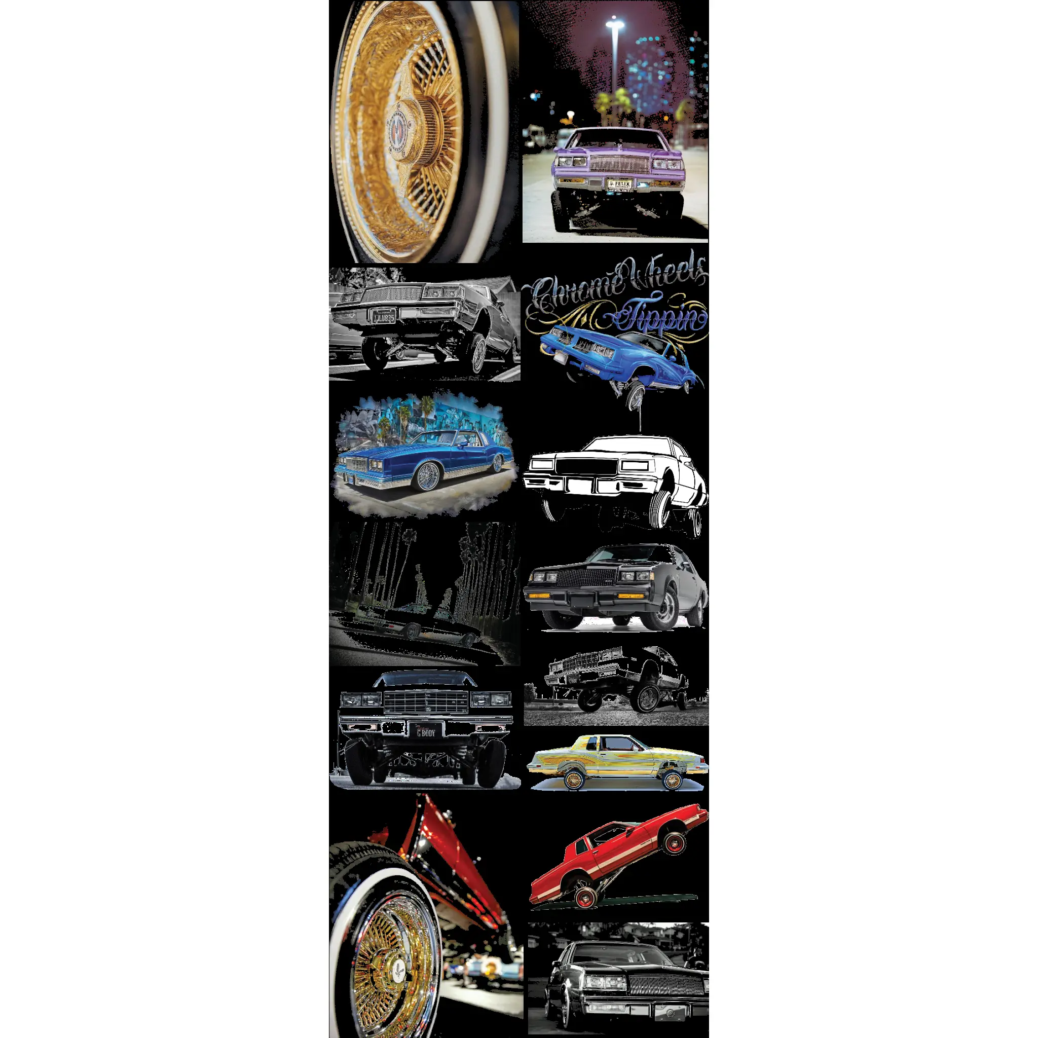 G-Body Halftone Lowrider DTF Heat Transfers - Rectangular Automotive Graphic Arts Gangsheet, Custom DIY Craft Sheet Supplies for Printing Industry & Car Projects (Toys & Hobbies, DIY Specialty Supplies), Diy Car & Printing