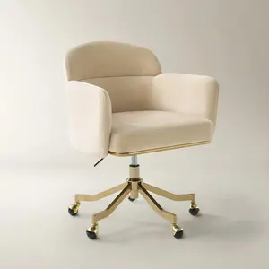 Z Gallerie Paige Velvet Adjustable Modern Swivel Desk Chair - Oatmeal/Jade Green, Commercial Office Furniture, Adjustable Swivel Chair, Modern Swivel Chairs