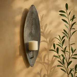 CosmoLiving by Cosmopolitan Leaf Stainless Steel Metal Single Candle Indoor Outdoor Wall Sconce