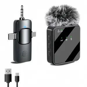3-in-1 Wireless Lavalier Microphone Full-Directional Capacitive Recording USB Type-C Charging Rechargeable Lithium Polymer Battery Volume Control Clip-on Design for Interviews Podcasts Vlogs Gaming Singing Karaoke
