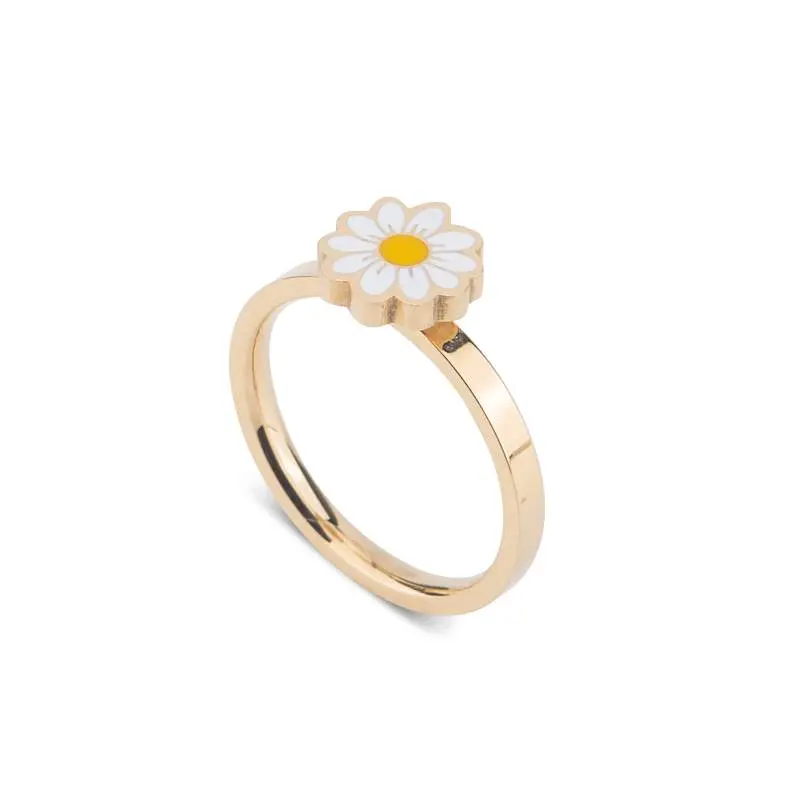Daisy Flower Motif Stainless Steel Spinner Ring - Calming Meditation Fidget Accessory for Anxiety Relief, Fashion Costume Jewelry, Calming Ring, Meditation Ring