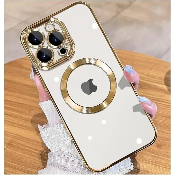 Magnetic Phone cases for iphone 17 Pro Max16 15 14 13 12 11 Pro Max Plus seriesFull lens magnetic electroplated TPU mobile phone case, soft shell imitation scratch, built-in wireless charging magnetic suction case for iphone 17 Pro Max