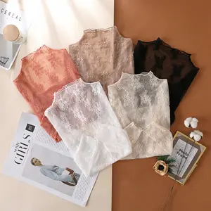 5Color Women Lace Turtleneck Blouses Autumn Winter Delicate Floral Basic Tops Vintage Aesthetic Classy Feminine Long Sleeve Inner Wear Blouses