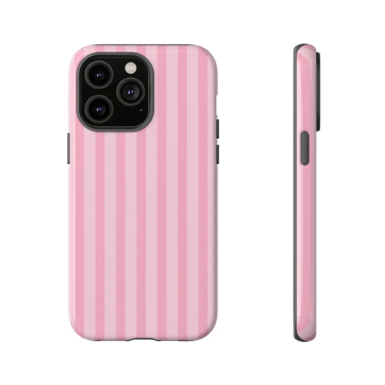 light pink striped VS inspired Protective  Trendy  Cute  Preppy  Coquette  iphone  -Durable, Shock Absorbing and Stylish Protection -Compatible with iPhone 17,16, 15, 14, 13, 12, 11, Plus, Pro,Pro Max, Perfect birthday gift for friends.
