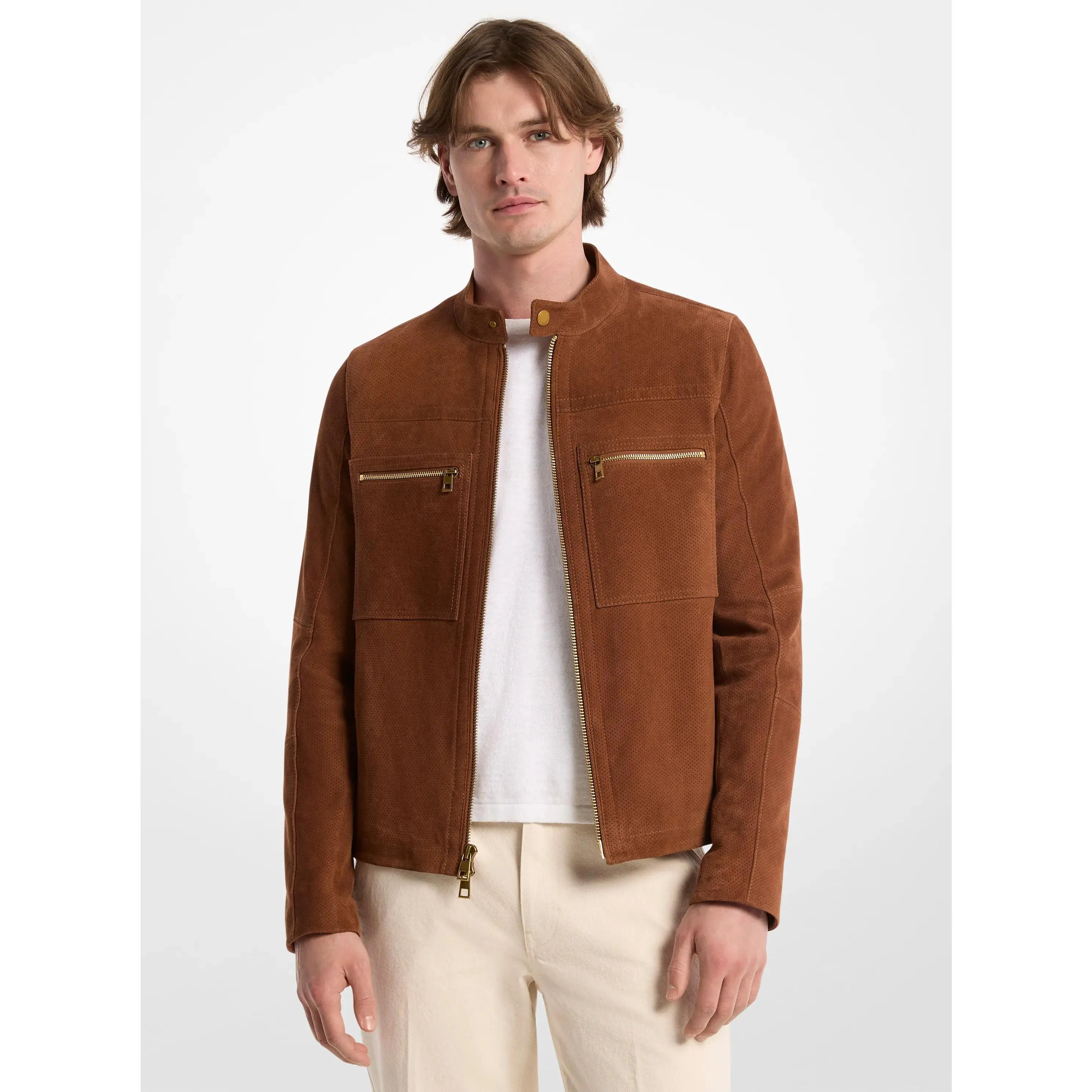 Suede Double-Zip Racer Jacket