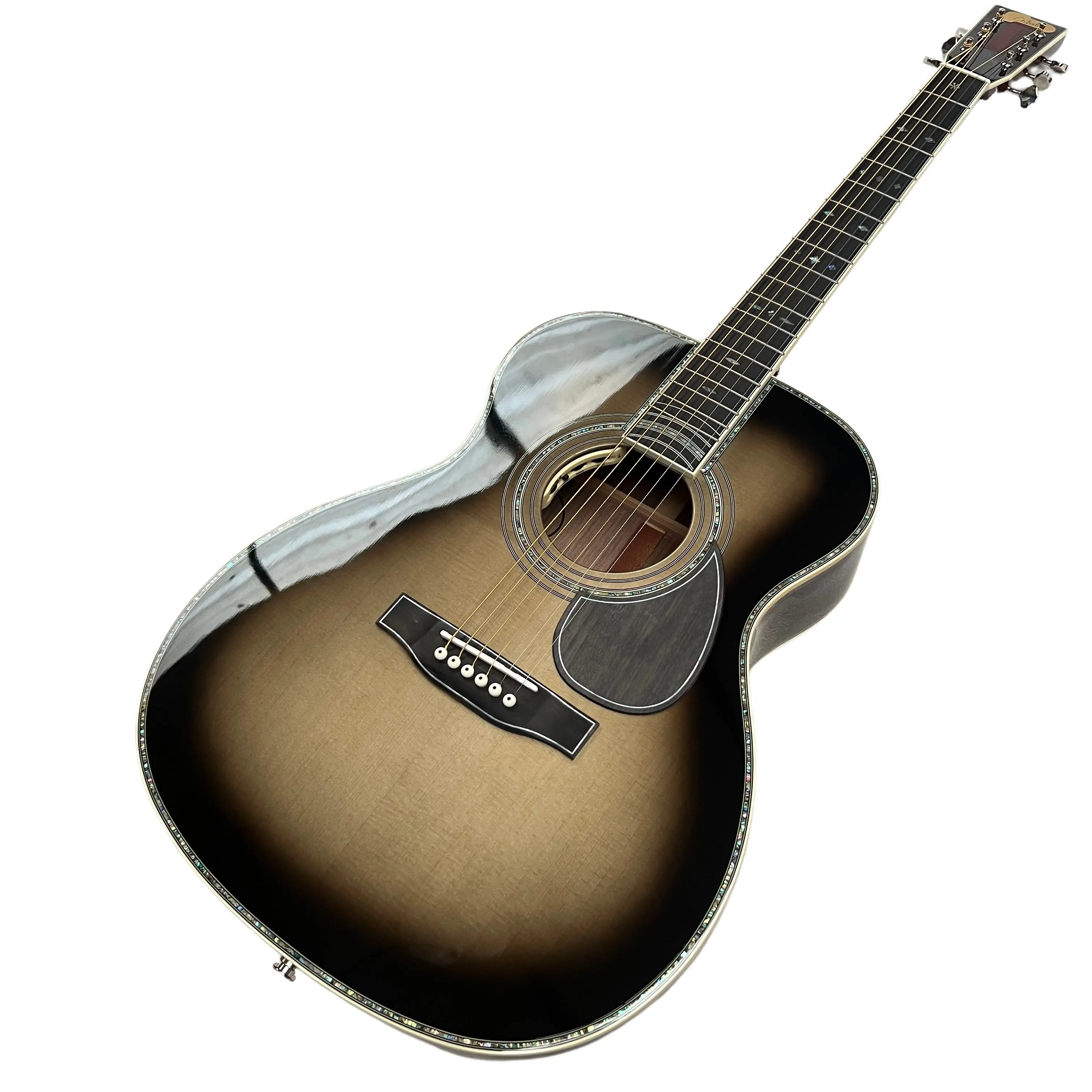 New Arrival 41# OM45 20th Anniversary Limited Edition Platinum Acoustic Guitar, Solid Spruce Top, Bone Nut, Silver Burst Saddle, Affordable Guitar, Guitar Acoustic