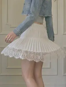 Lace Slip Skirt Women Lace Tiered Skirt White Y2K Coquette Ruffle Mini Underskirt for Layering Lace Trim for Under Dress  Minimalist    Womenswear outdoorfun Low Rise Layered petticoat