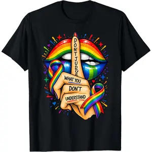Don't Judge What You Don't Understand LGBT Pride Rainbow Lip T-Shirt