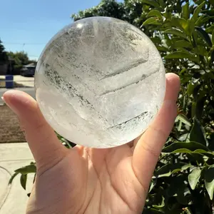 Large Clear Quartz Crystal Sphere with Green Chlorite Inclusions,A142