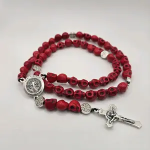 Memento Mori Skull Rosary light, stretchy, bracelet rosary (Homemade and Made-to-order)