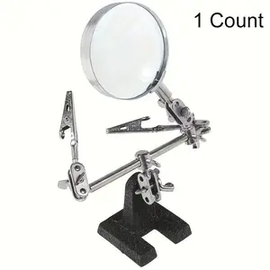Magnifying Glass with Double Adjustable Auxiliary Hand, Base Magnifying Glass for Handmade, Hobby, Jewelry Making Tool, Desk Mount, Office Desk Accessories, Work Accessories