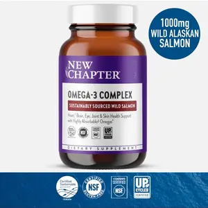 New Chapter Omega-3 Complex | Fish Oil Supplement Wild Alaskan Salmon for Heart, Brain, Eye, Joint & Skin Health Support - 30ct