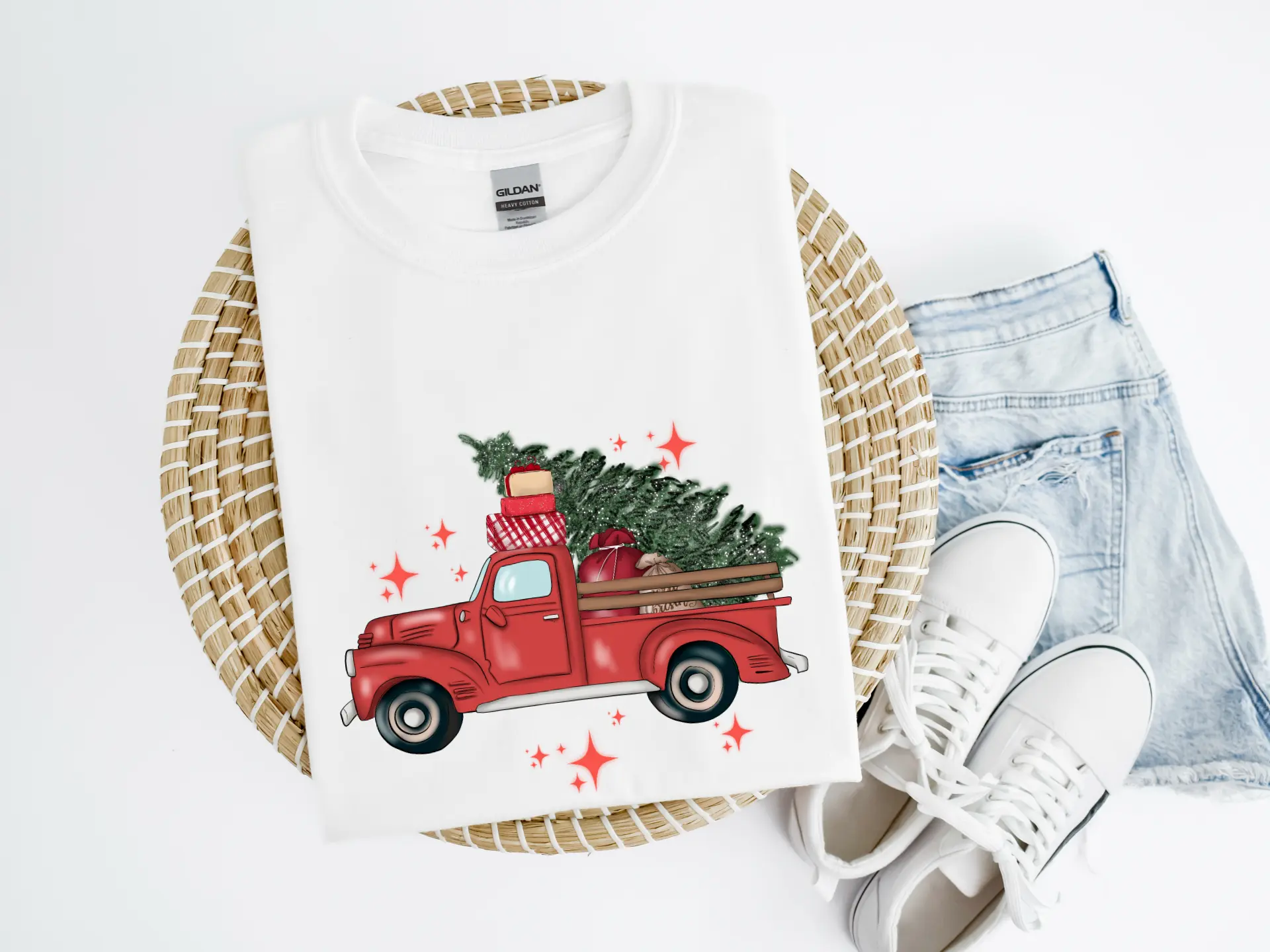 Red Christmas Truck Shirt Crew