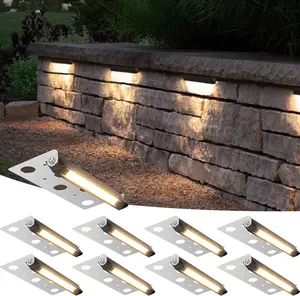 8-Pack 7 Inch lamp Retaining Wall Lights 5W LED Waterproof Hardscape Lighting 12V Low Voltage Step Lights Outdoor Landscape Lighting with Connectors 3000K Warm White Paver Lights, ETL Listed Cord rechargeable Linkable Shop deck  lamp post stair tiktokshop