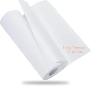 Newbrothread&Craftido Sticky Self-Adhesive Tear Away Embroidery Stabilizer Backing 12" x 15 Yd roll - Medium Weight for Napped Fabric & Hoop Less Embroidery