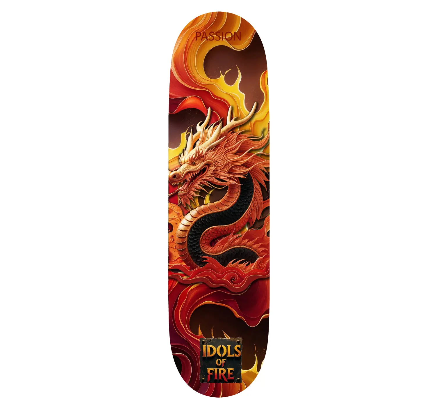 Flames of Passion Custom Skateboard Deck 31” Popsicle - Toughcoat Vinyl, Custom Size Options Available, Suitable for Adults, 2.5 lb Weight