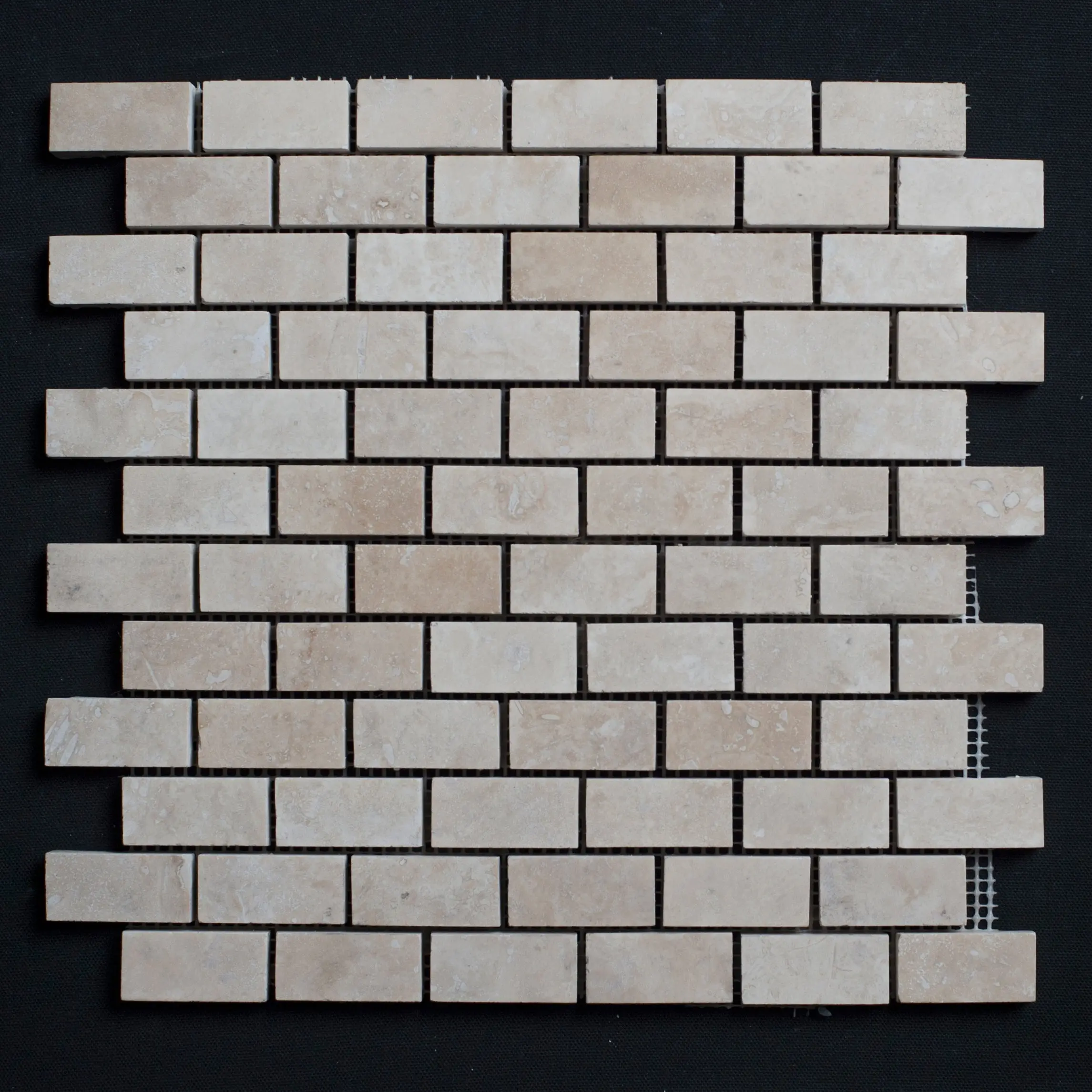 Traditional Ivory Travertine 1x2 Rectangular Honed, Filled Surface Mosaic Tile for Commercial/Residential Use, Sheet Pack