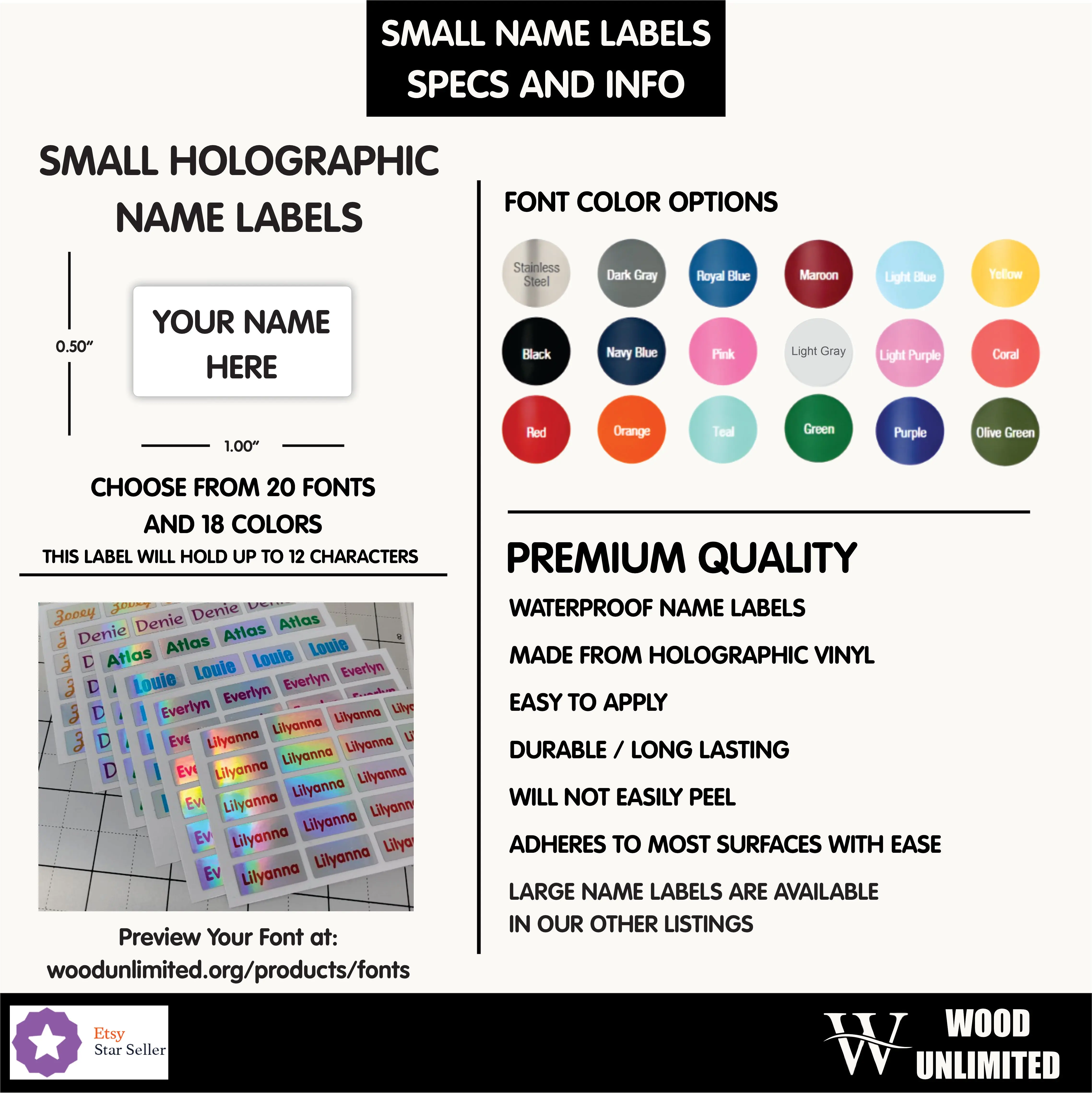 Colorful Holographic Labels | Personalized Waterproof School Supply Stickers | Perfect for Back to School!