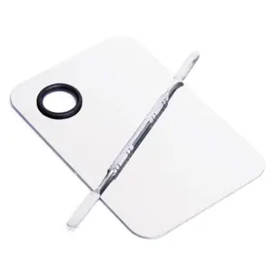 Stainless Steel Cosmetic Makeup Palette with Spatula for Professional Cosmetic Mixing and Nail Art, Beauty Salon Color Cream Mixing Palette  Durable