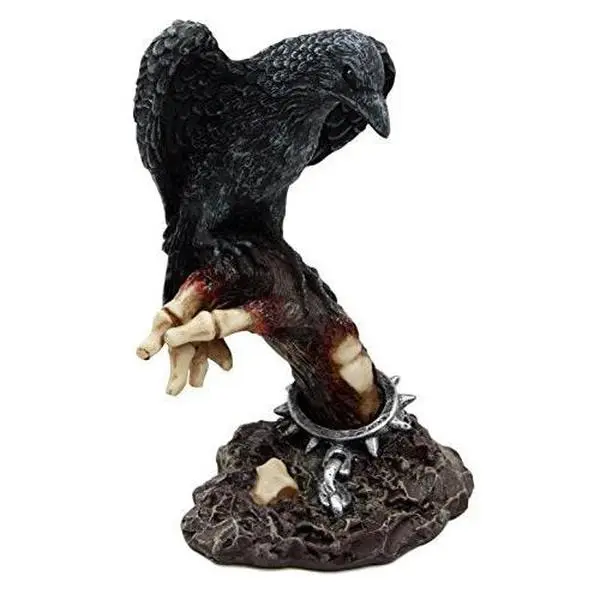 Ebros Gift Dark Raven Crow Feeding On Shackled Cadaver Hand Flesh Decor Statue Sculpture, Room Decor Figurine, Approx. 5.75"H