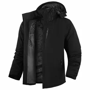 Men's Fleece Lined Snow Jacket - Black, Hooded Design & High-Performance Winter Style