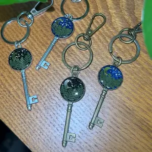 Forest night skeleton key bag charm