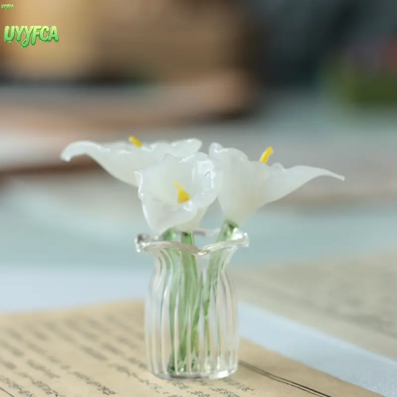Handmade glass flower ornament, pure white horseshoe lotus bottle set,Long Lasting Artificial Flower Decor,glass immortal simulation bouquet, Delicate Glass Craft, Perfect For Desk Decoration, Home Office, Wedding Centerpieces, Valentine's Day,Summervibes