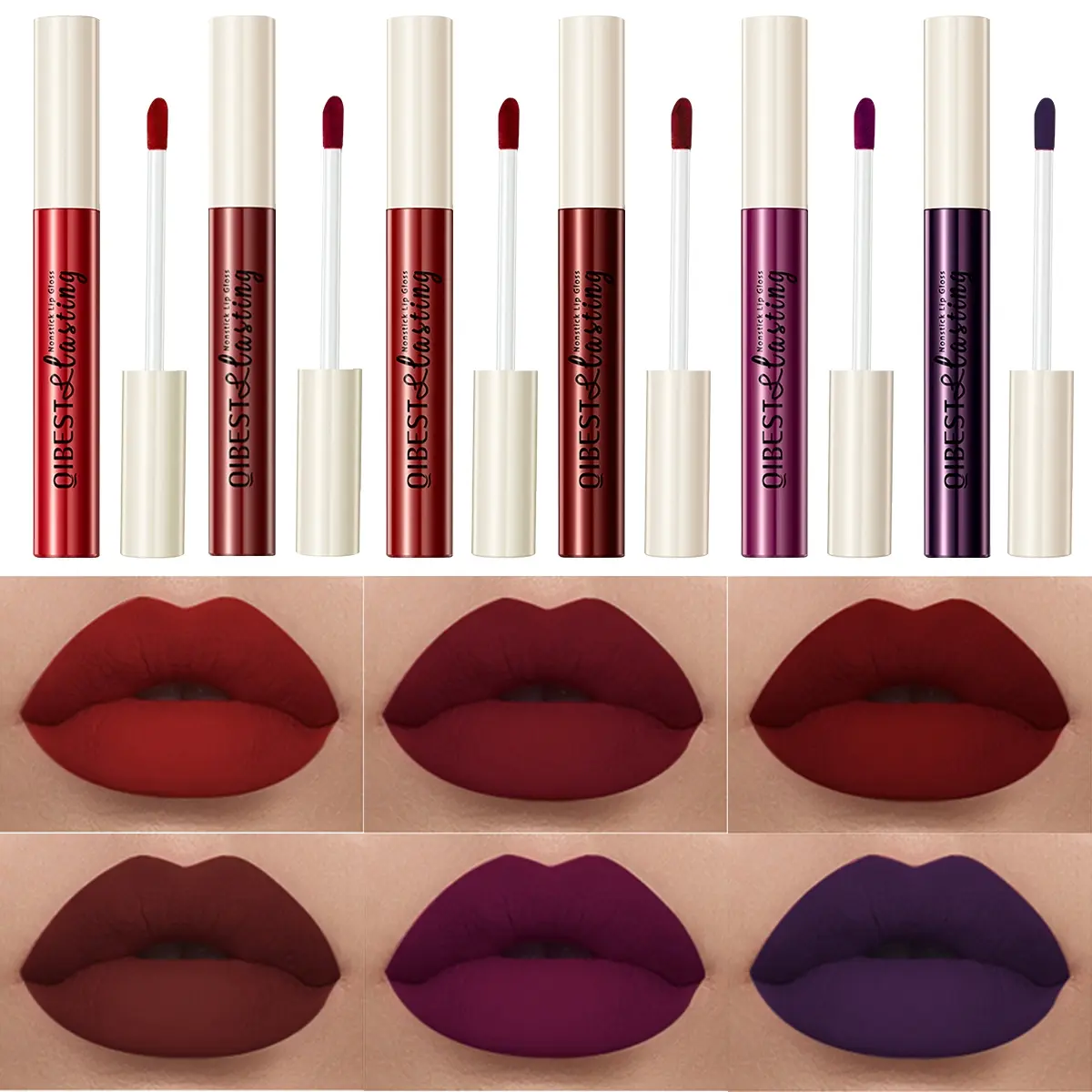 6-pack matte velvet lip gloss set, waterproof and long-lasting for 24 hours, non stick, silky smooth and matte, a daily essential lip gloss, Matte Lip Glaze, Matte Liquid Lipstick, Lip Products