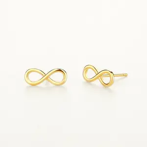 925 Sterling Silver Plain Infinity Stud Earrings