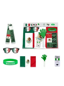2026 Usa Canada Mexico World Cup Fan Set, Mexican Football Fans Flag Glasses Clap Hands Face Paint Cheering Props