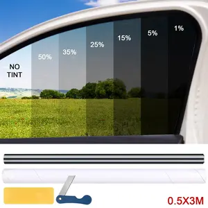 Car Window Tint Film with UV Rejection & Heat Reduction, 1%, 5%, 15%, 25%, 35%, 50% VLT. Premium privacy film, 50×300cm, ideal for car, home, and office glass.