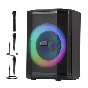 Portable Bluetooth Party Speaker with 8" Subwoofer Bass Boost, LED Lights, Mic Input, Karaoke Speaker